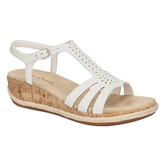 Easy Street Women's Dorinda Wedge Sandals White Size 8.5WW - Picture 1 of 3